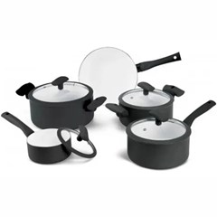 Conjunto de Panelas Hércules Cerâmica Indução Preto 5 Peças