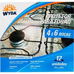 Protetor de Fogão Wyda Alumínio Descartável 27x27cm para 4 e 6 Bocas Pacote com 4 Unidades