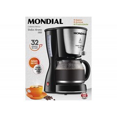 Cafeteira Elétrica Mondial Dolce Arome C-32 Preta Inox 127V Jarra de Vidro