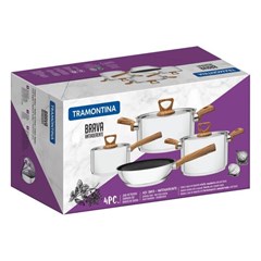 Conjunto de Panelas Tramontina Brava Aço Inox Fundo Triplo 4 Peças