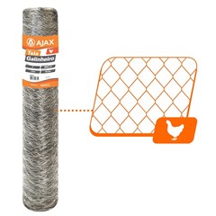 Tela Galvanizada para Galinheiro Ajax 2 Polegadas Fio 23 Malha 50mm Altura 1.80m Rolo 50 Metros