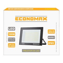 Projetor Led Economax Bivolt 6,5k 100w Preto