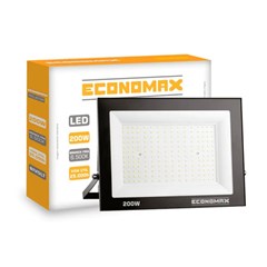 Projetor Refletor LED Economax Bivolt 200W Luz Branca Fria 6500K Preto