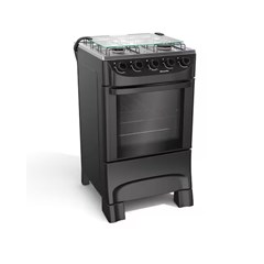 Fogão a Gás Mueller 4 Bocas Bivolt Preto Fosco com Forno Autolimpante