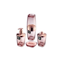 Kit Higiene Banheiro UZ Utilidades Premium UZ532 Rose 4 Peças Plástico